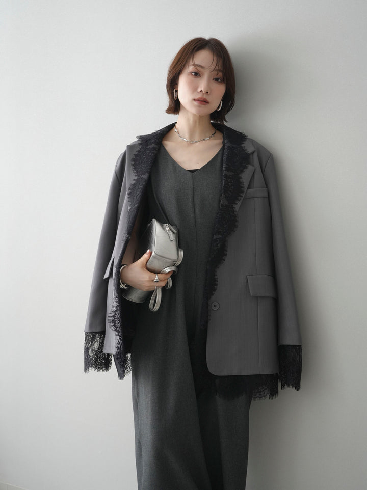 [予約]レースドッキングオーバージャケット/gray