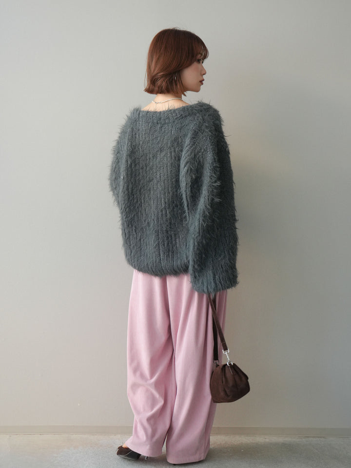 [予約]コーデュロイサイドタックコクーンパンツ/pink