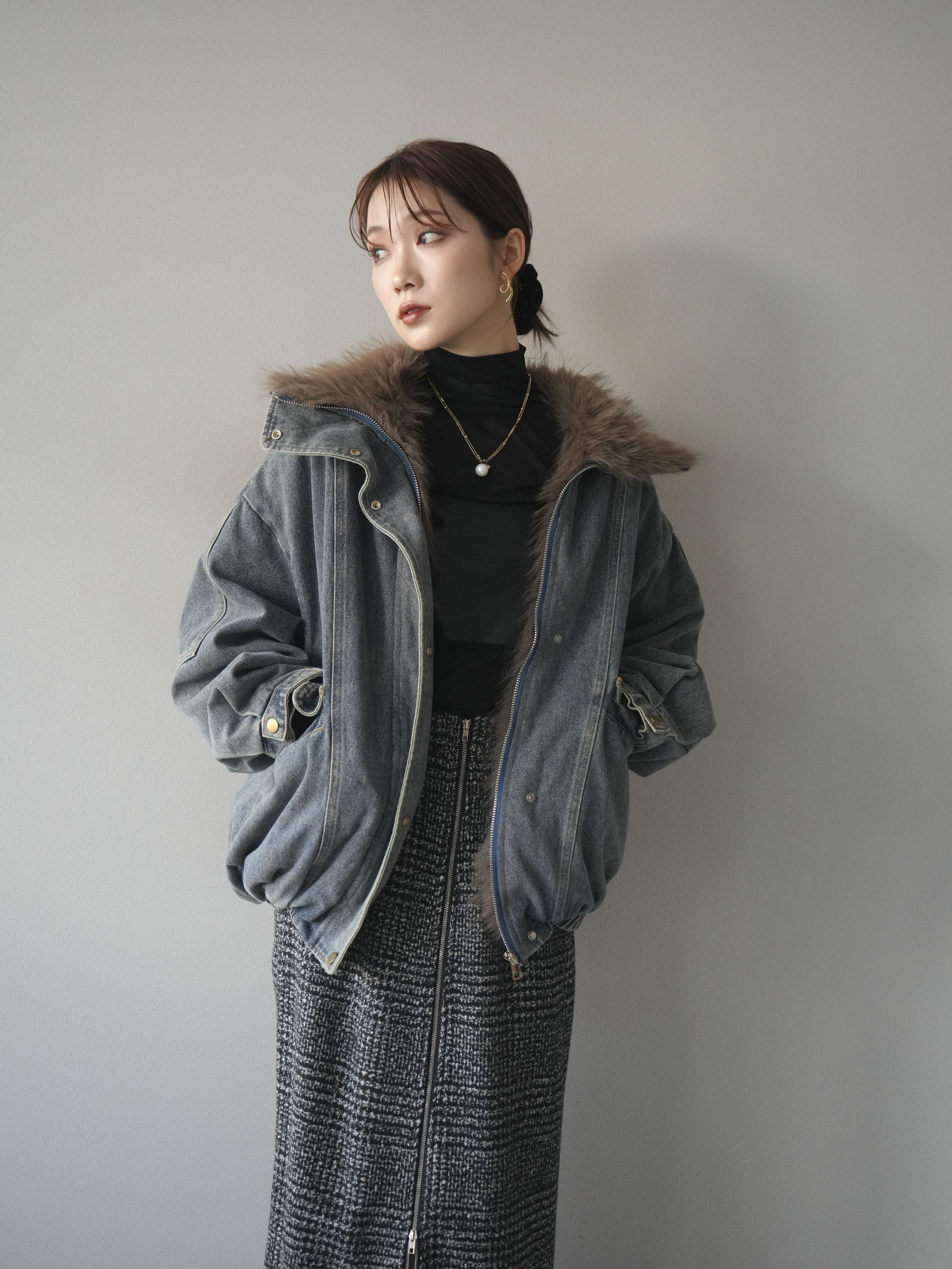 予約]デニムxファーブルゾン/denimbrown – Lumier