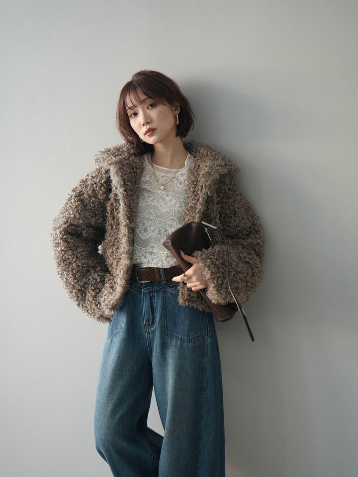 [予約]プードルファーミドルスタンドブルゾン/beige