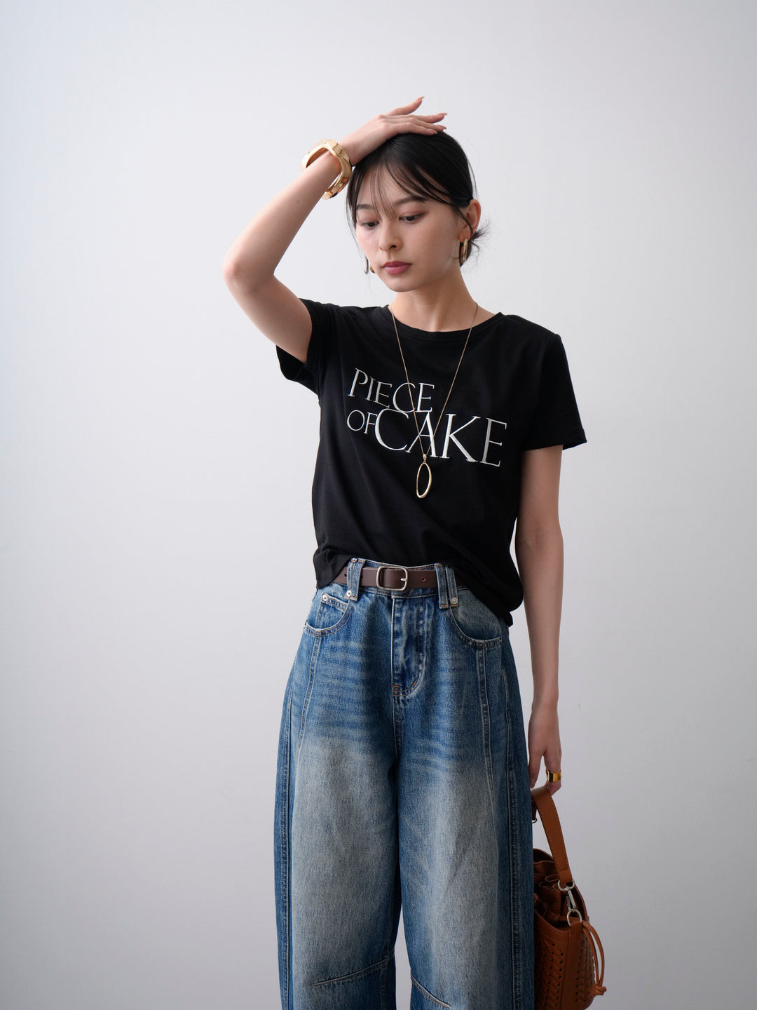 【套裝】刺繡Logo T卹 + 3D立體牛仔褲（兩件組）