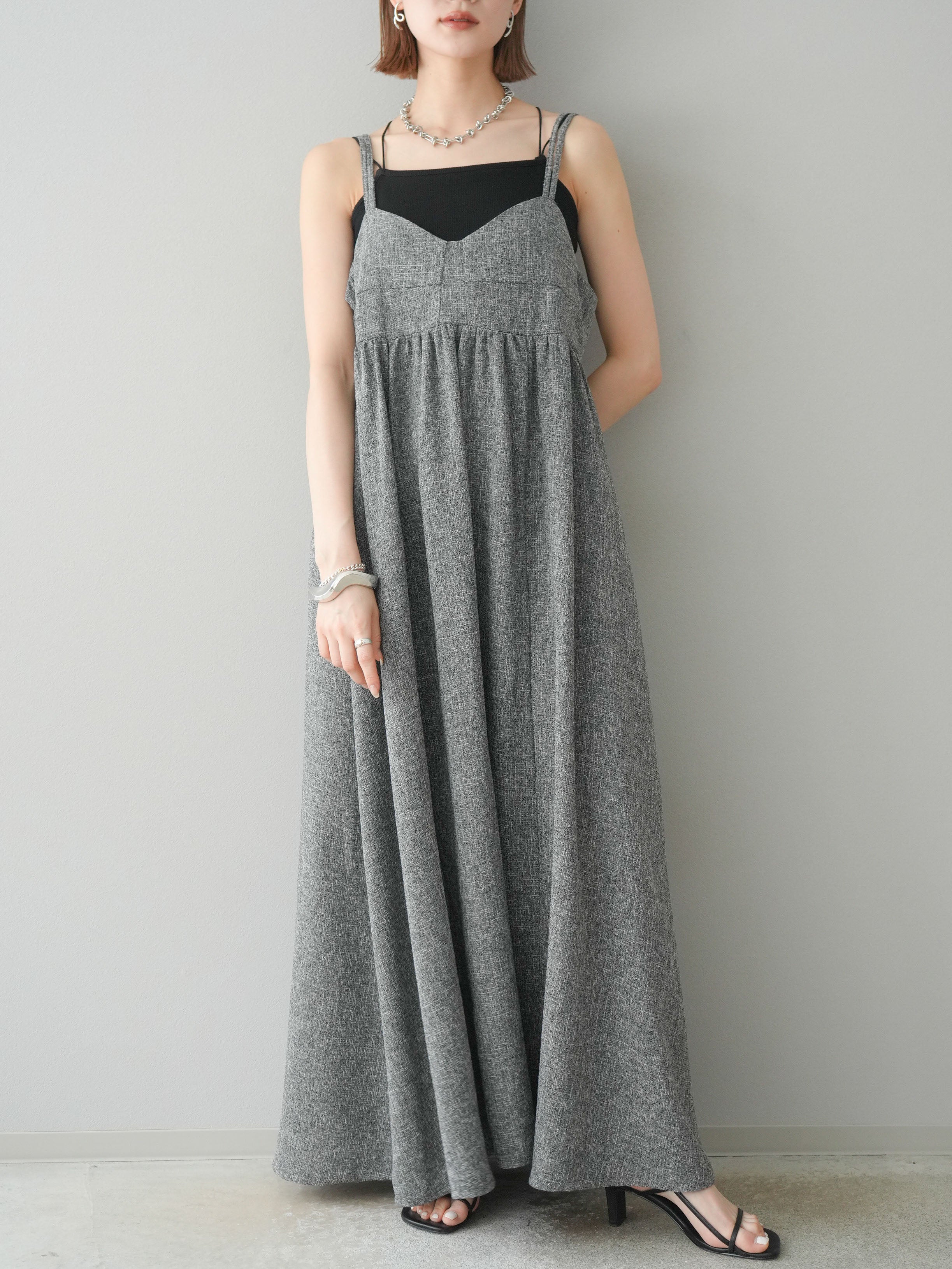 予約]サマーツイードキャミワンピース/グレー – Lumier