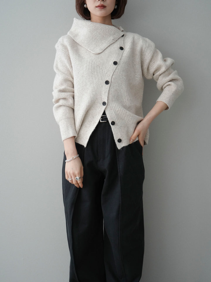 [SET]ハイネックデザインボタンニットカーディガン+ハイネックデザインボタンニットカーディガン(2set)