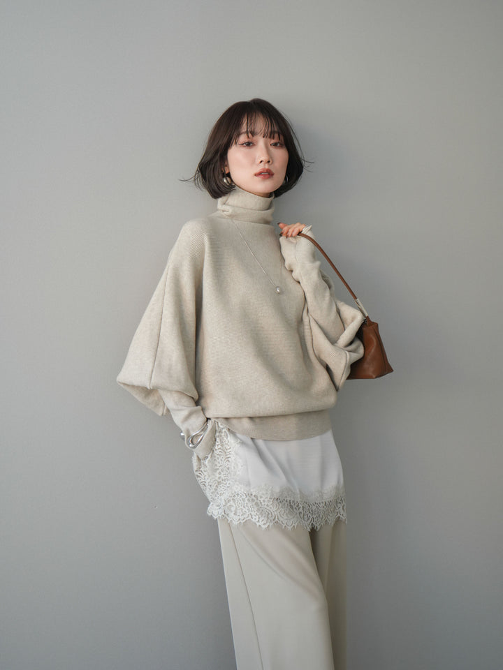 [予約]ボリュームドルマンタートルニットプルオーバー/ivory