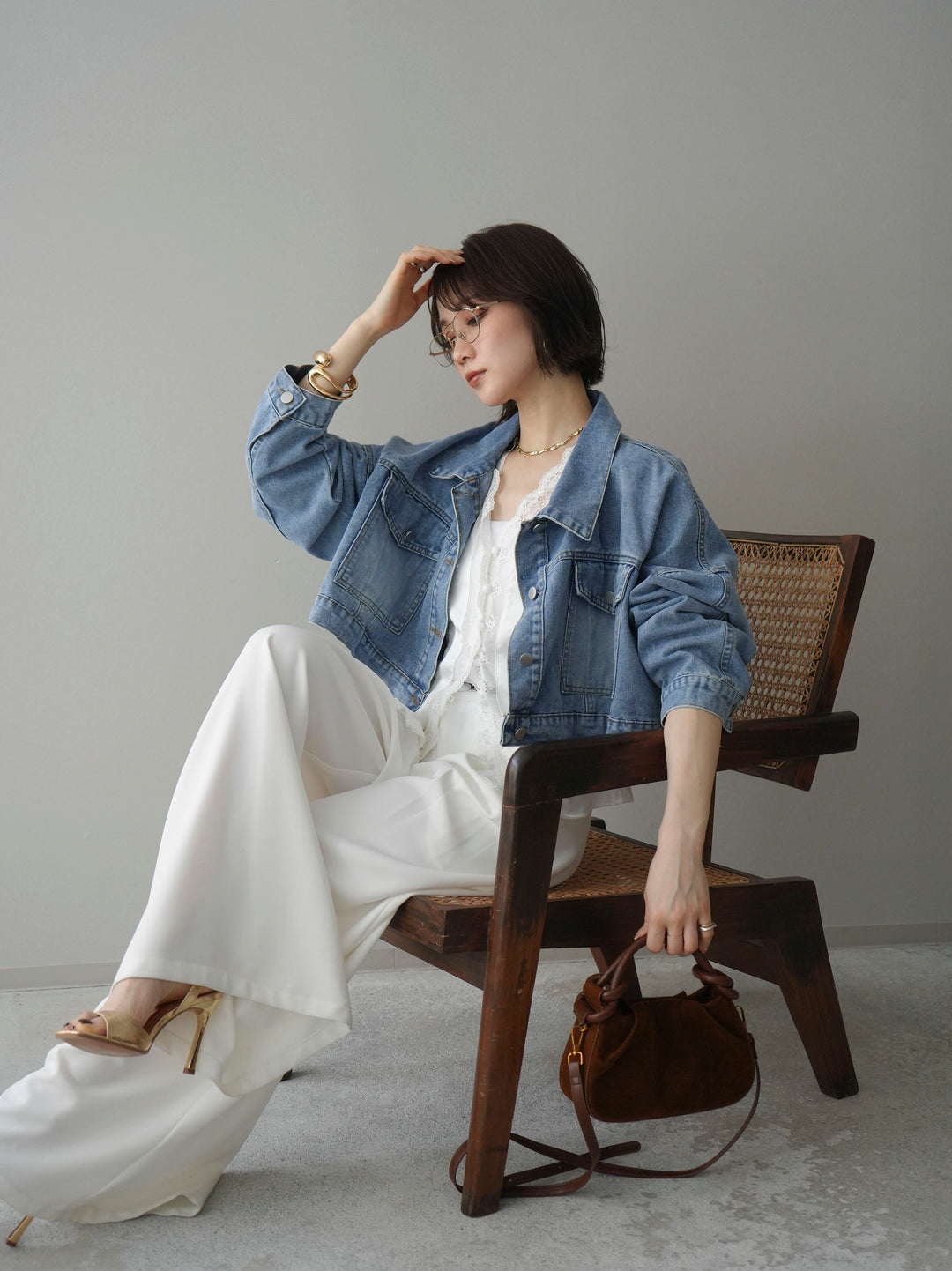 [予約]デニムショートシャツジャケット/blue