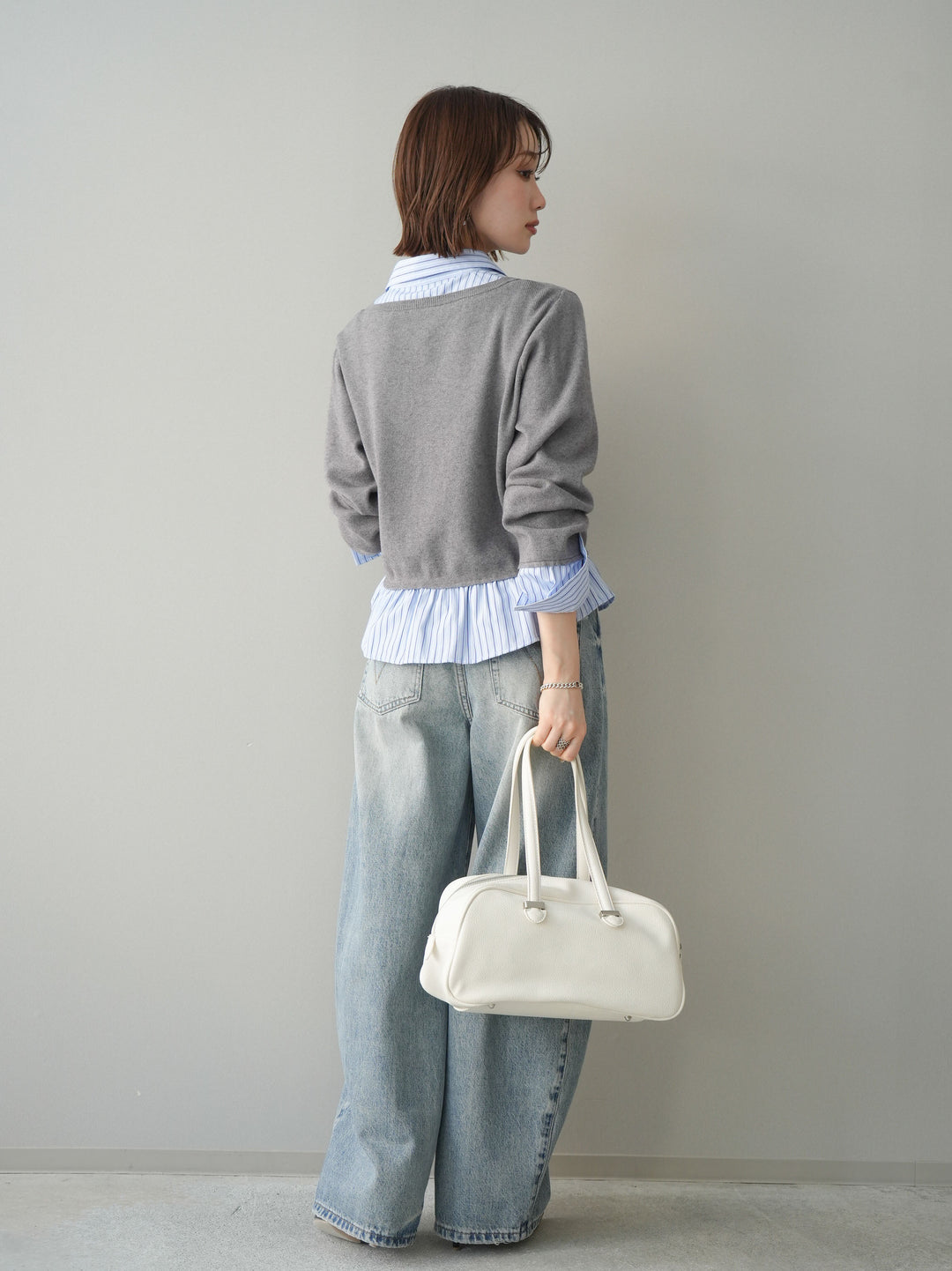 [予約]ダメージデニムセミワイドパンツ/lightblue