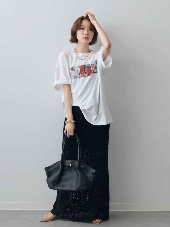 [SET]スリードッグフォトボックスTEE+クロシェシアーセミフレアスカート(2set)