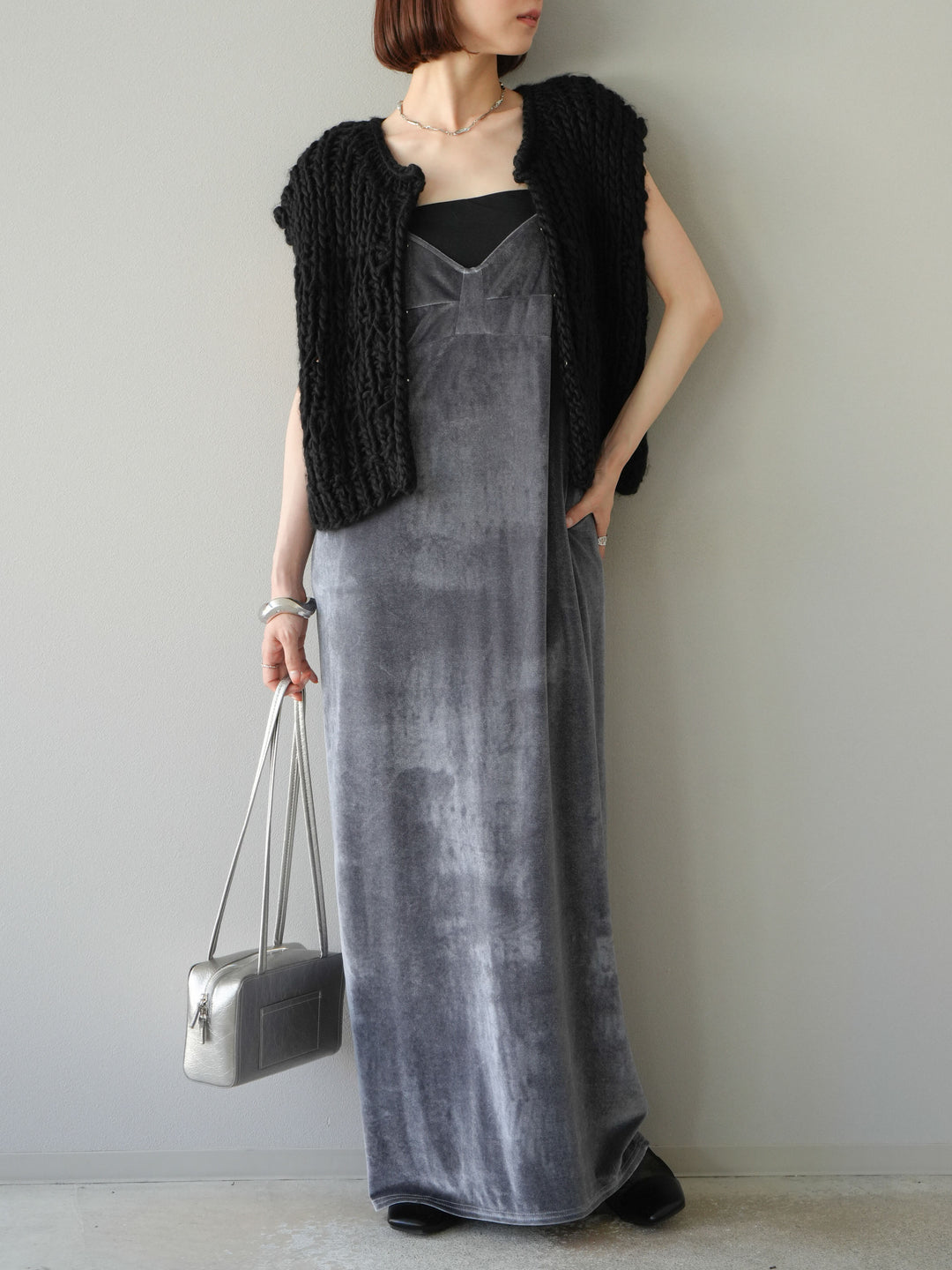 [予約]ハンドニットローピングベスト/ブラック