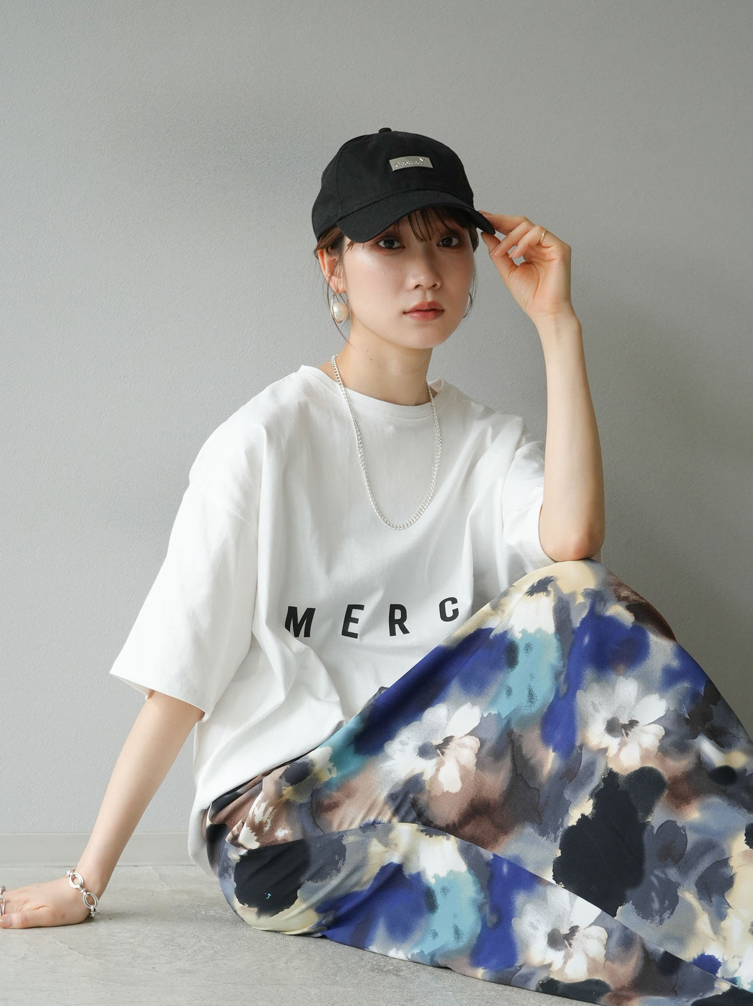 [予約]'MERCY'プリントビッグTシャツ/オフ