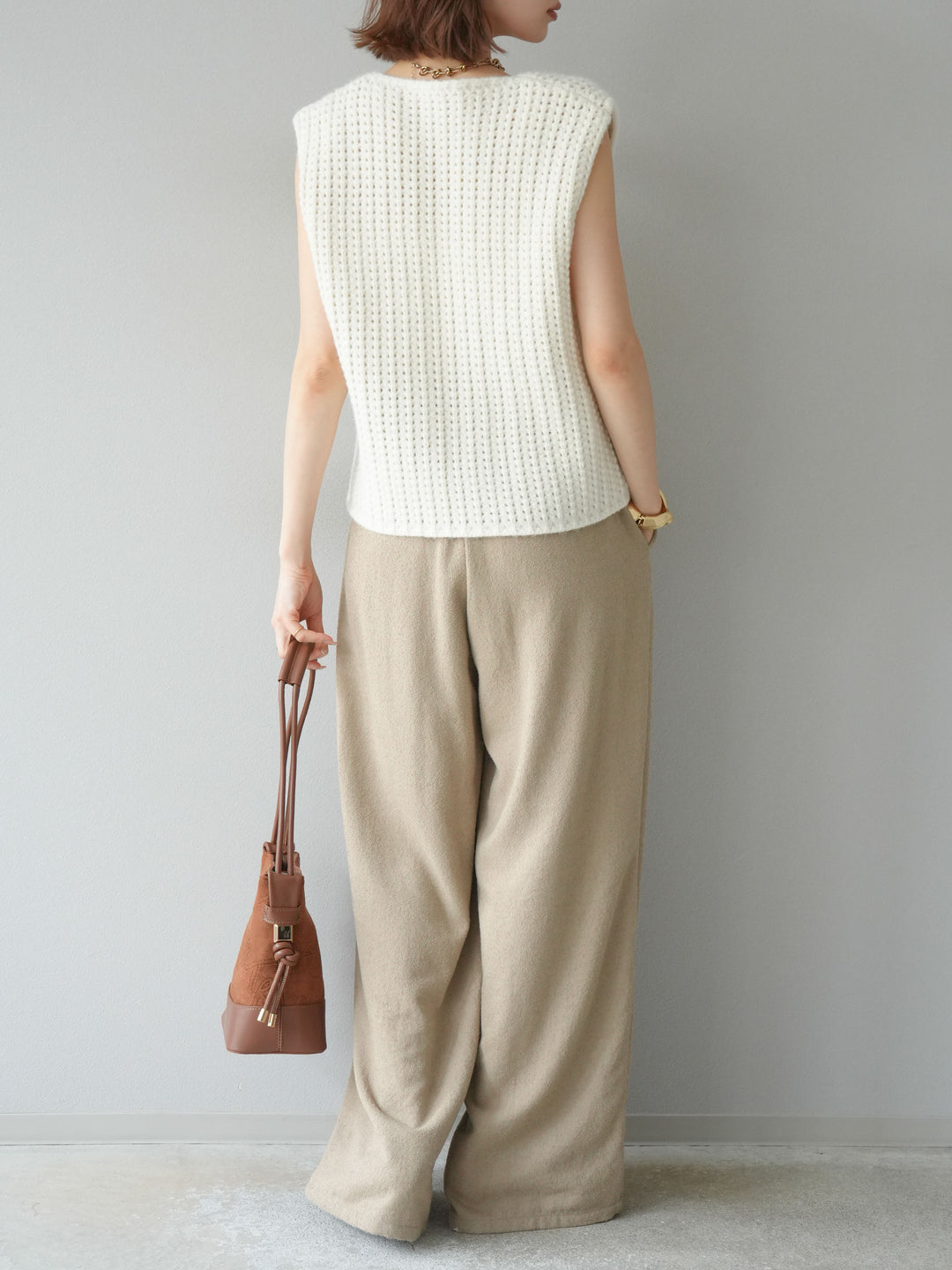 [予約]ネップワイドパンツ/ベージュ