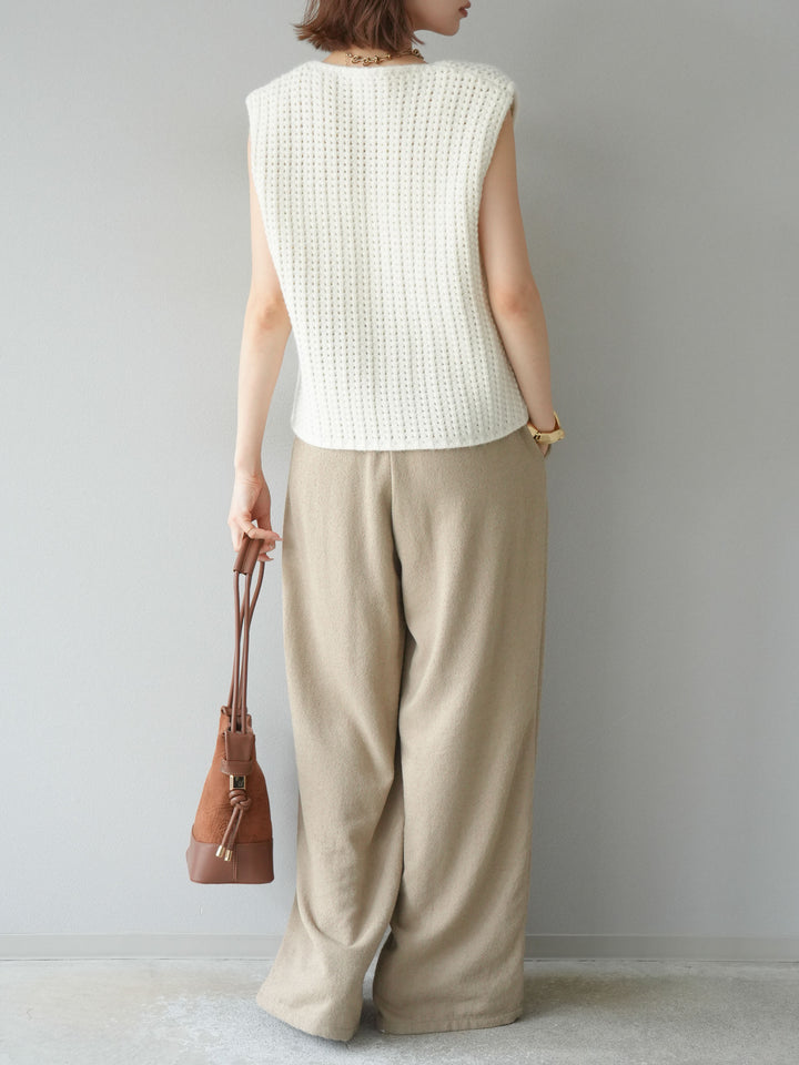[予約]ネップワイドパンツ/ベージュ