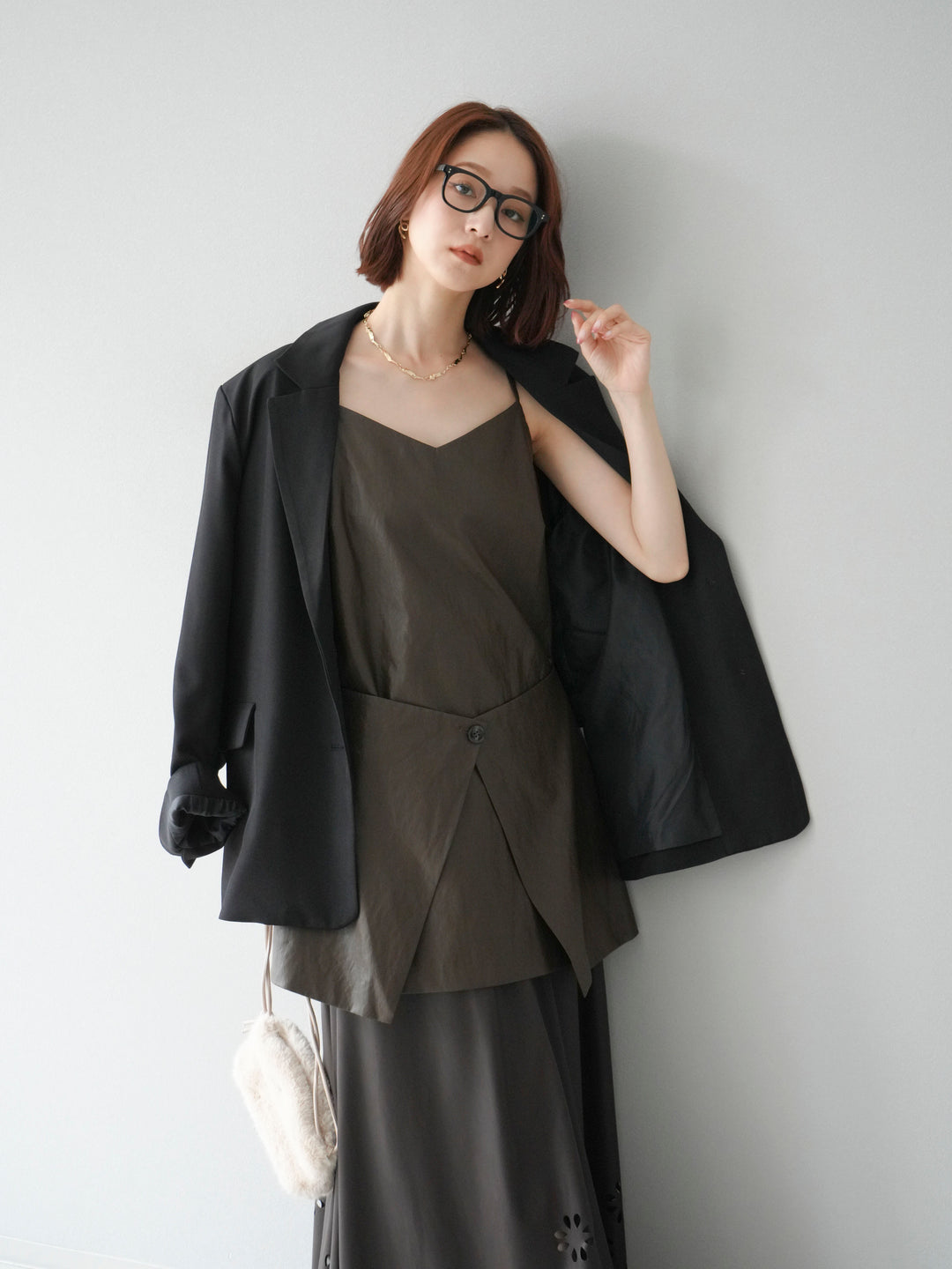 [予約]エステルオーバーテーラードジャケット/ブラック