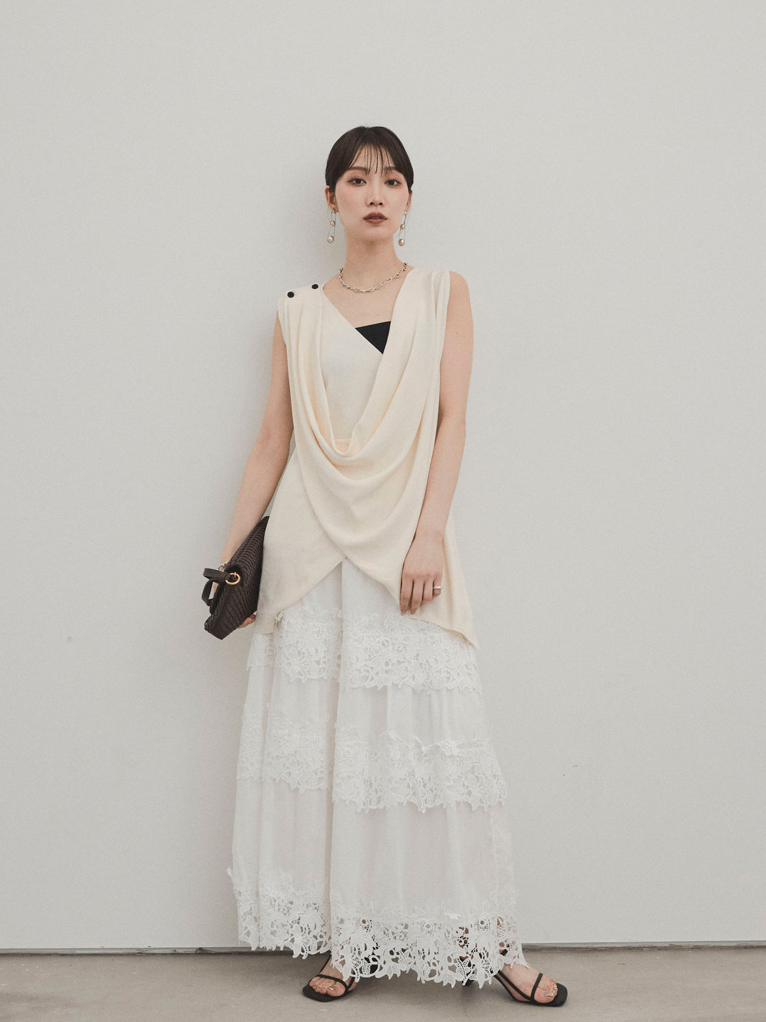 [予約]ドライタッチドレープニットプルオーバー/アイボリー