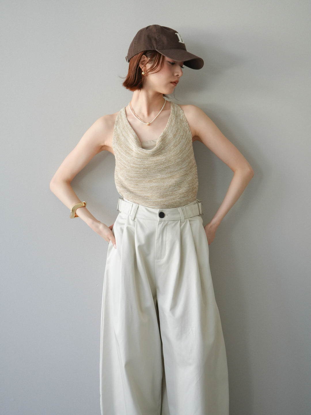 [予約]メランジニットアメスリトップス/beige