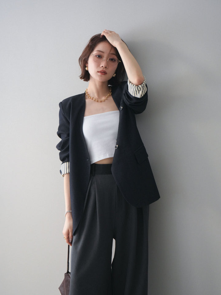 [SET]ノーカラージャケット+選べるアクセセット(2set)