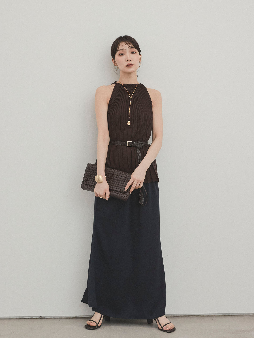 [予約]リラックスナロースカート/ネイビー