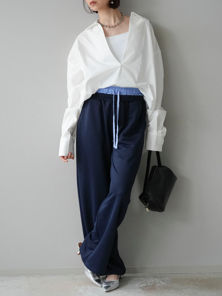 [予約]ダブルウエストスウェットパンツ/ネイビー