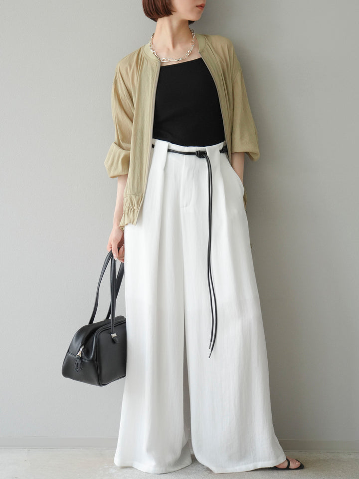[予約]ロープデザインベルトリネンタッチワイドパンツ/オフ
