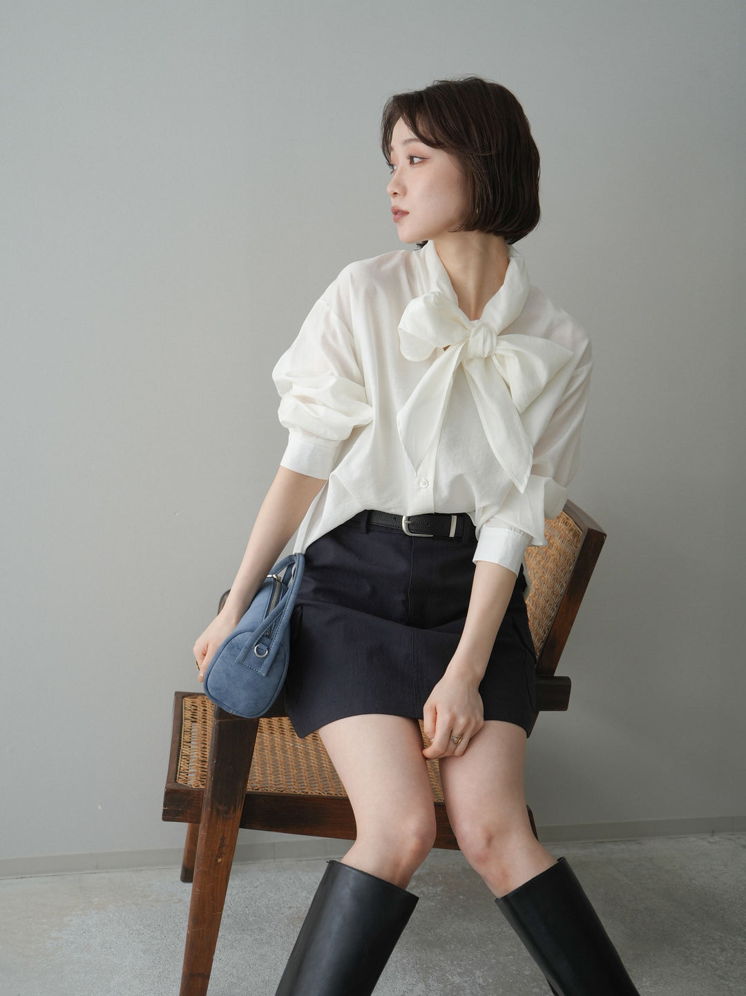 [SET]シアーボウタイブラウス+シアーボウタイブラウス(2set)