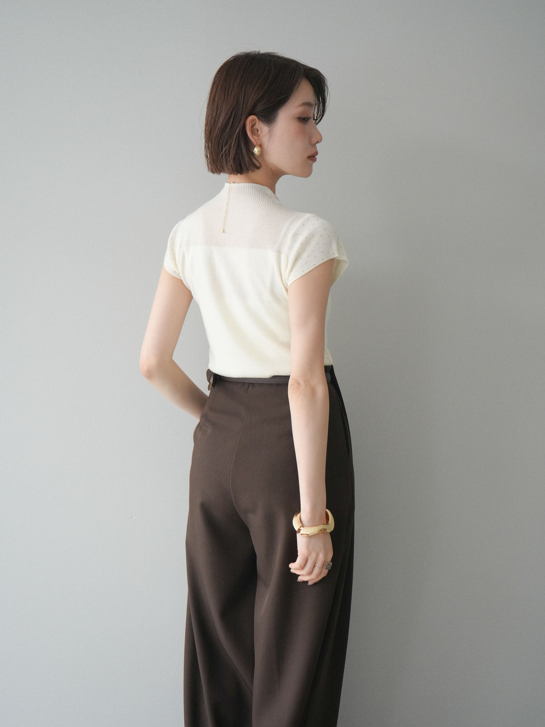 [SET]ビジューシアーフレンチニット+選べるアクセセット(2set)