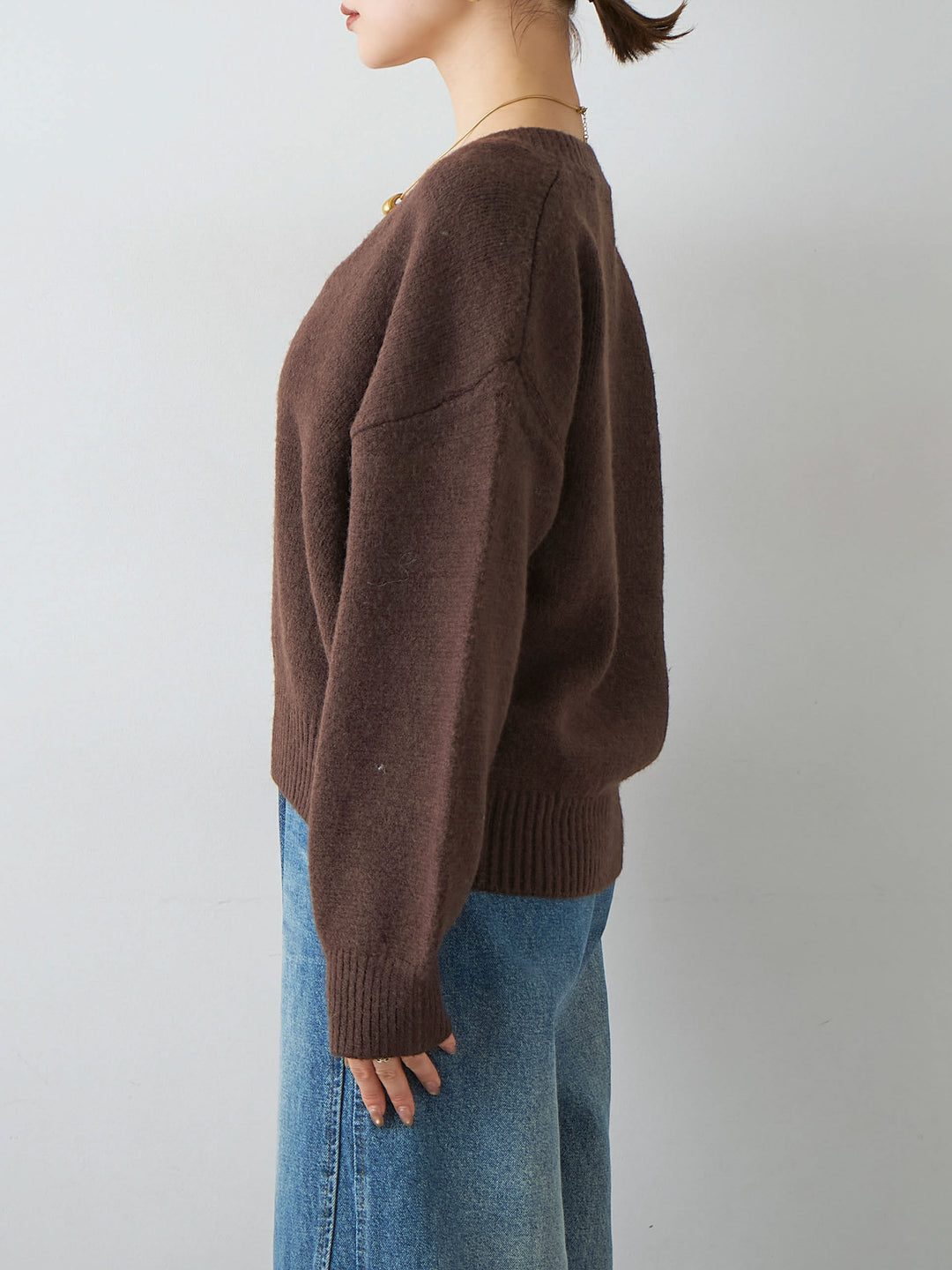 [予約]Vネックワイドショートニット/brown