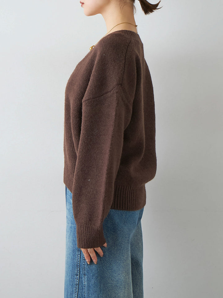 [予約]Vネックワイドショートニット/brown