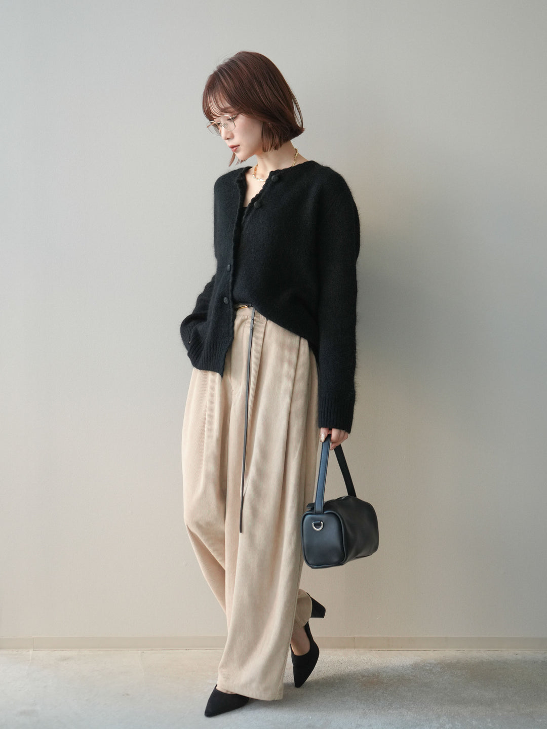 [予約]コーデュロイサイドタックコクーンパンツ/beige