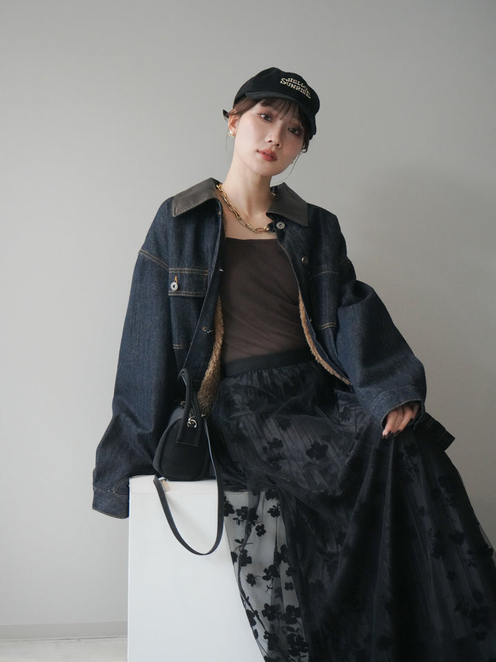 [予約]裏地ファーデニムフライトジャケット/indigo