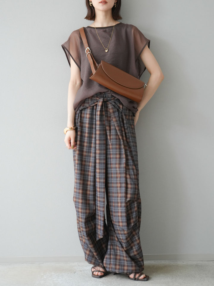 [予約]シアーレイヤードトップス/ダークブラウン