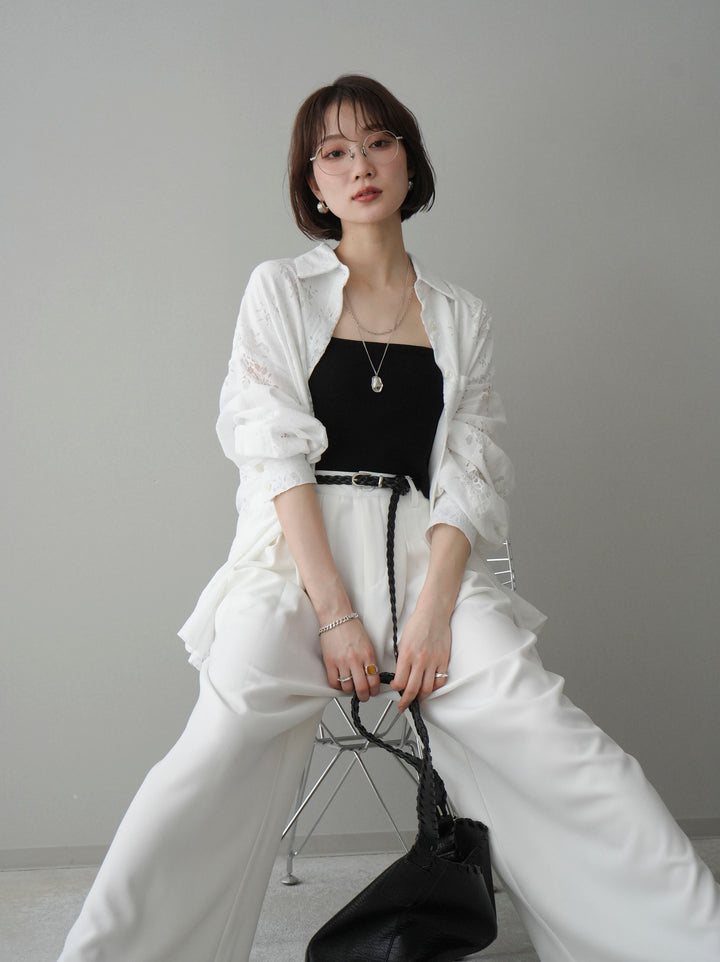 [SET]ジャガードレースオーバーシャツ+選べるアクセセット(2set)