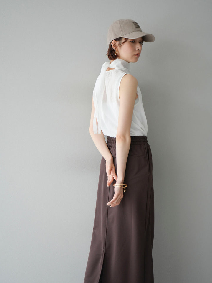 [SET] 後繫帶無袖上衣 + 運動長裙 (2set)