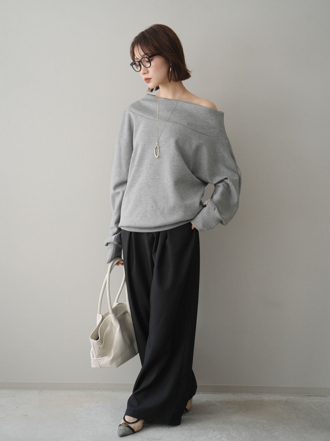 [予約]ベルト付キーホルダーモチーフワイドパンツ/black