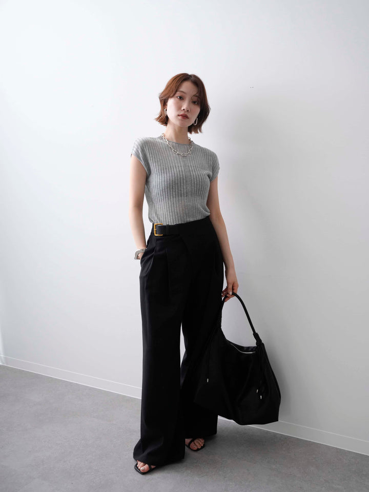 [予約]シアーリブフレンチニットトップス/grey