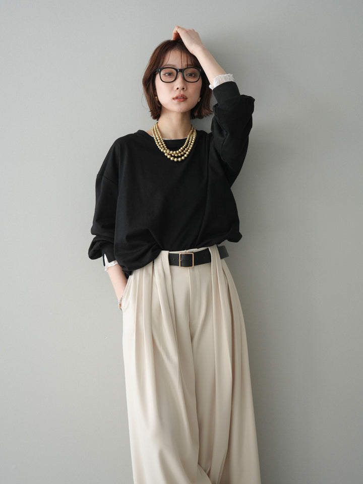 [予約]袖レースカットバルーンプルオーバー/black