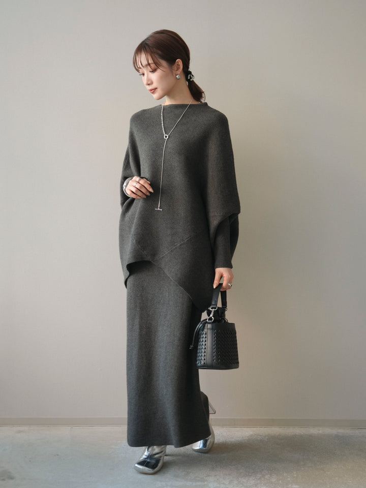[SET]ウール混ドルマンニット&スカートSET UP(2set)