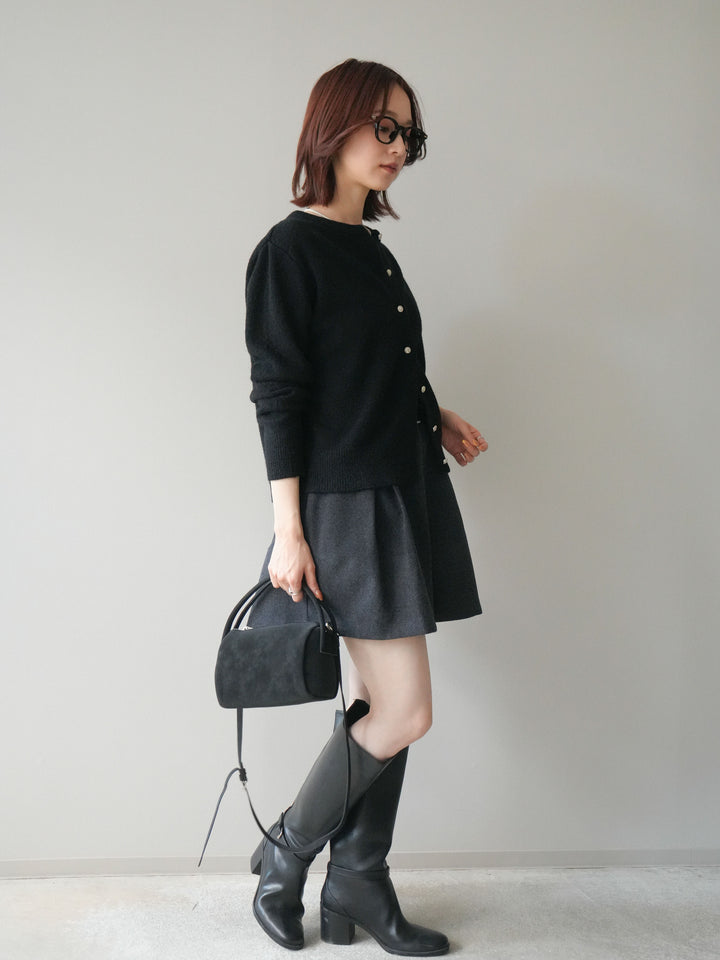 [予約]ベルト付きタックミニスカート/charcoal