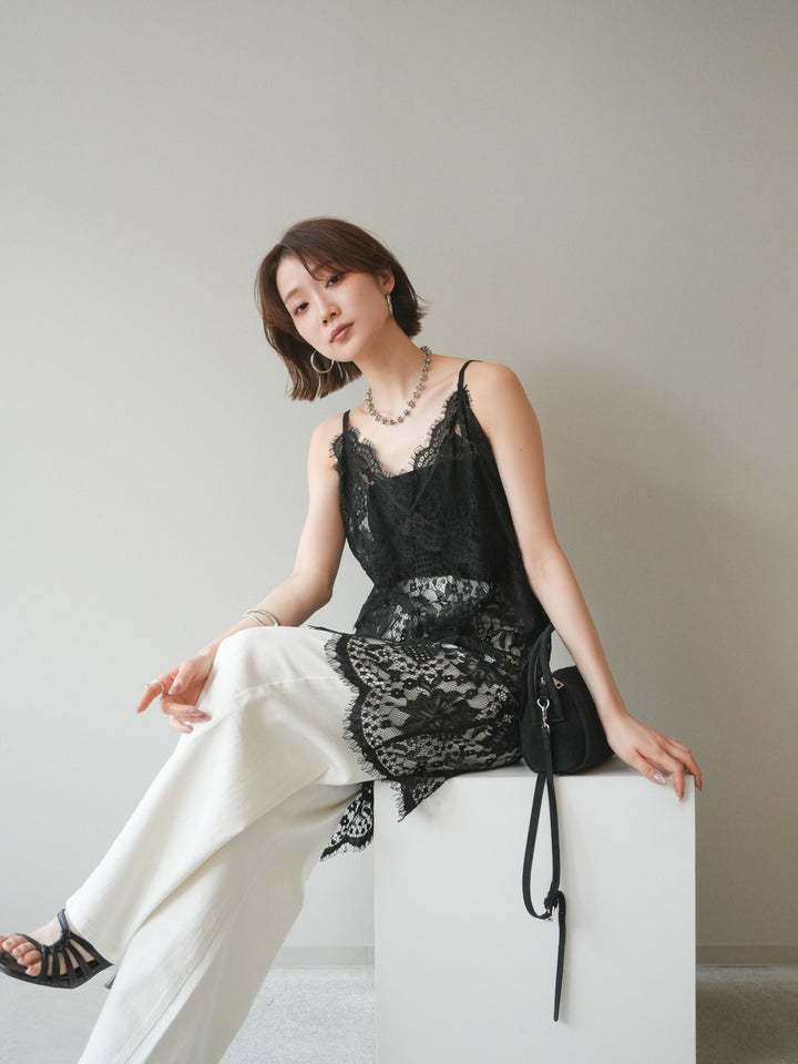 [予約]総レースチュニックキャミソール/black