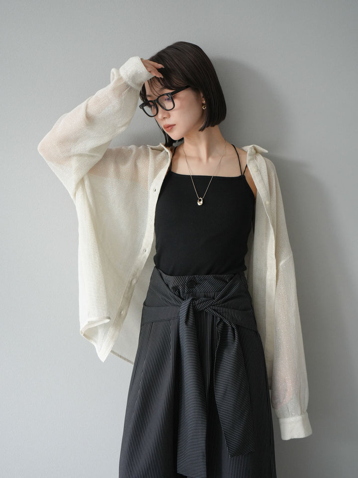 [予約]コットンラメメッシュオーバーシャツ/アイボリー