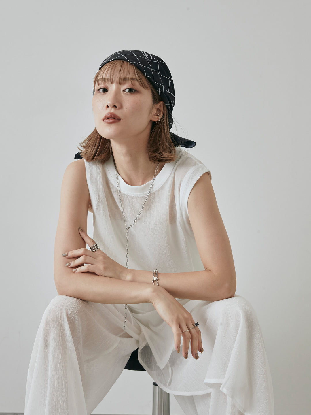 [予約]シアーワッシャーアシンメトリープルオーバー/ホワイト