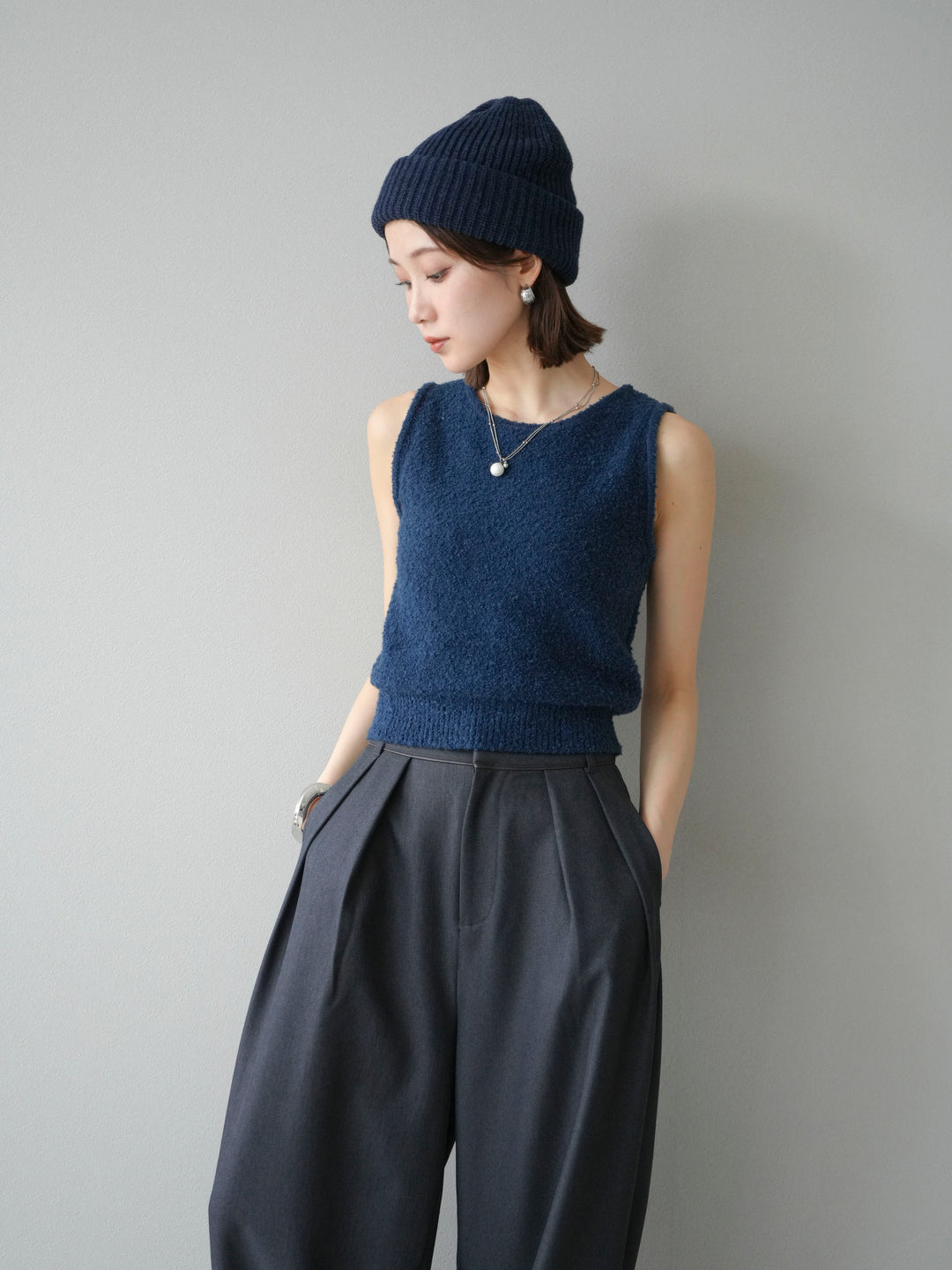 [予約]ブークレニットタンクトップ/ブルー