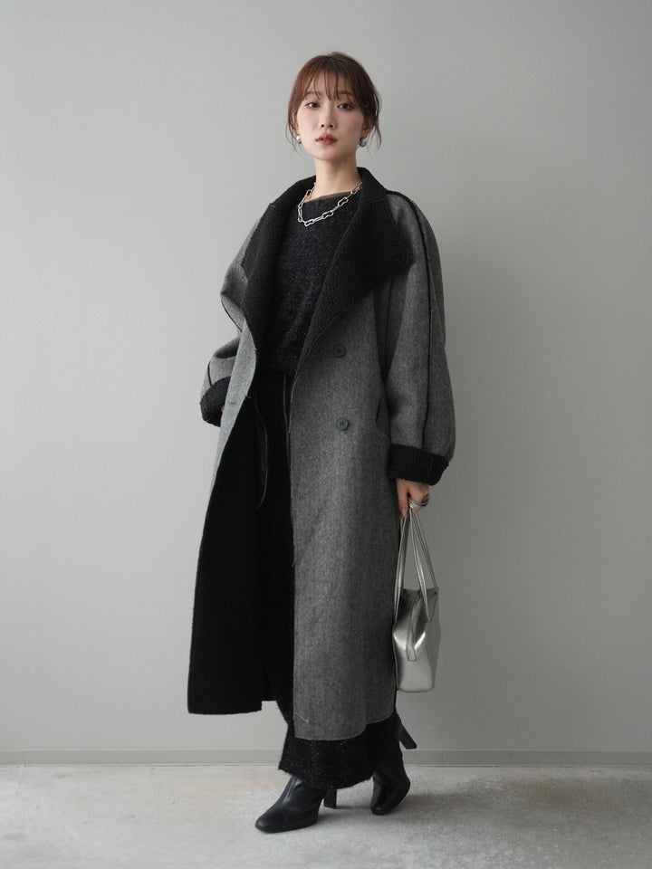 [SET]アウトシーム裏ボアコート+ラメシャギートップス(2set)