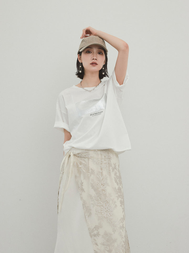 [套裝] 燙金印花乾爽棉質 TEE + 寬鬆窄裙 (2 套)