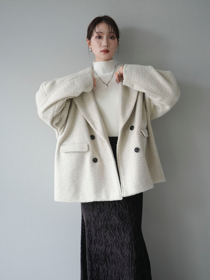 [予約]ロービング襟付きミドルコクーンコート/ivory
