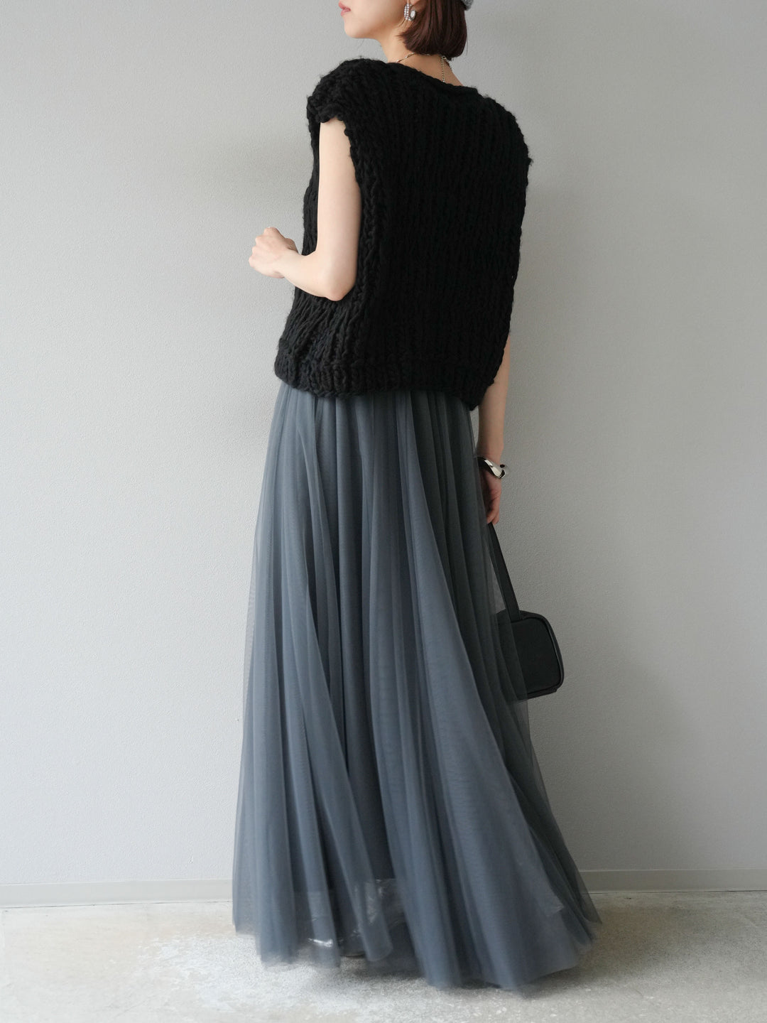 [予約]チュールボリュームスカート/グレー