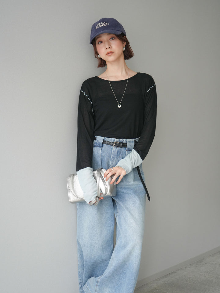 [SET]配色メロウトップス+配色メロウトップス(2set)