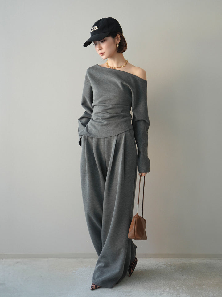 [SET]ライトポンチワンショルタックトップス＆パンツSETUP