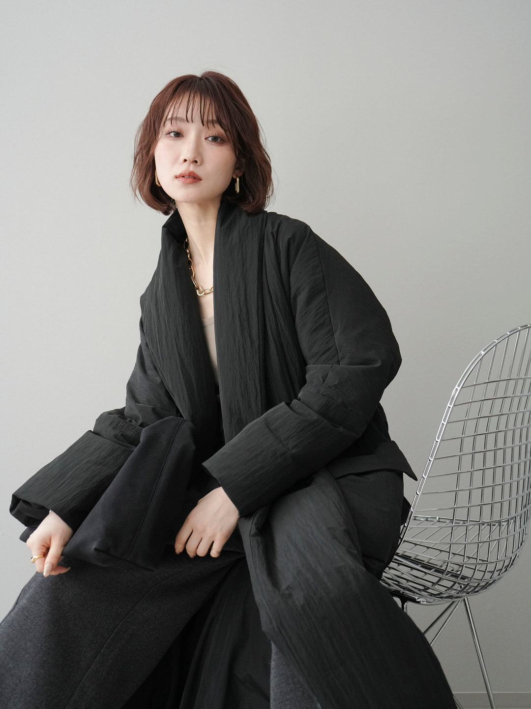 [予約]ロングダウンコート/black