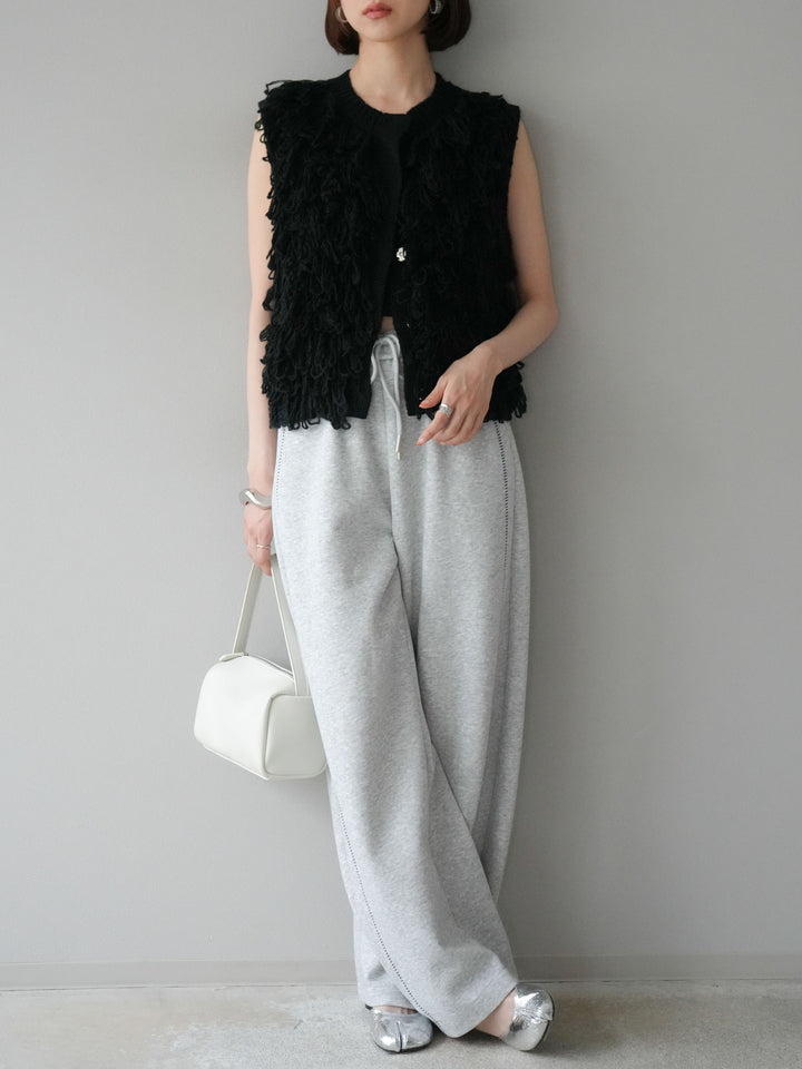 [予約]前開きループニットベスト/ブラック