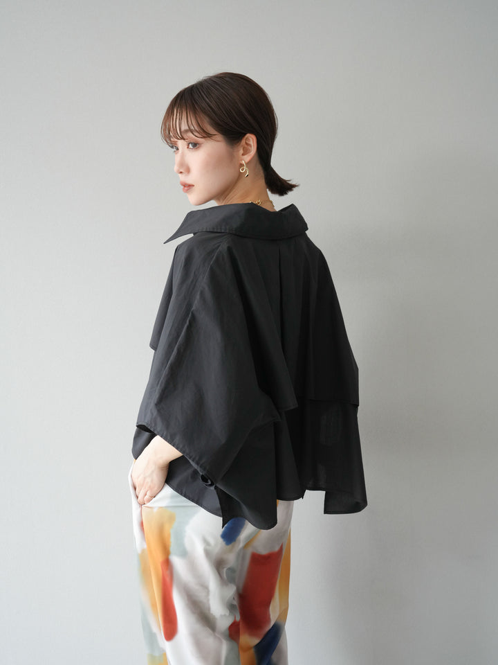 [予約]ポンチョショートシャツ/ブラック