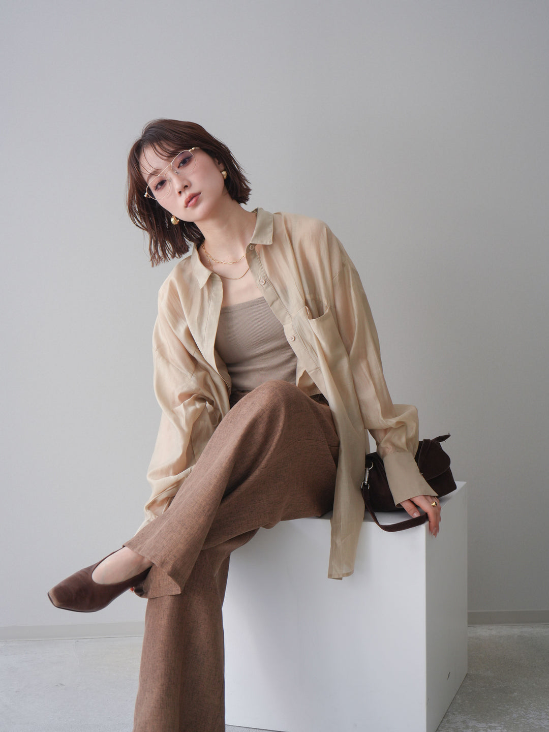 [予約]シアーオーバーシャツ/beige